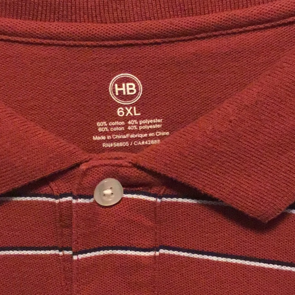 Harbor Bay Men’s Polo Shirt. Size 6XL Red